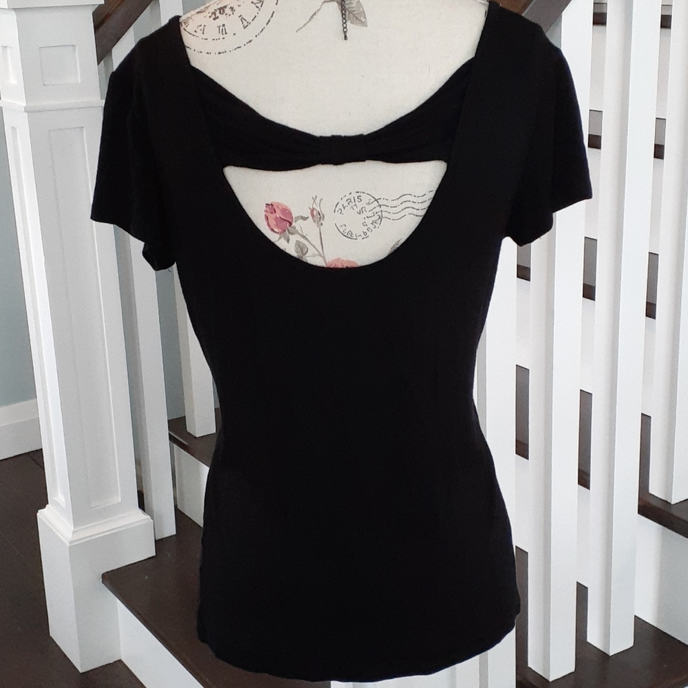 + Jacob black open back short sleeve top